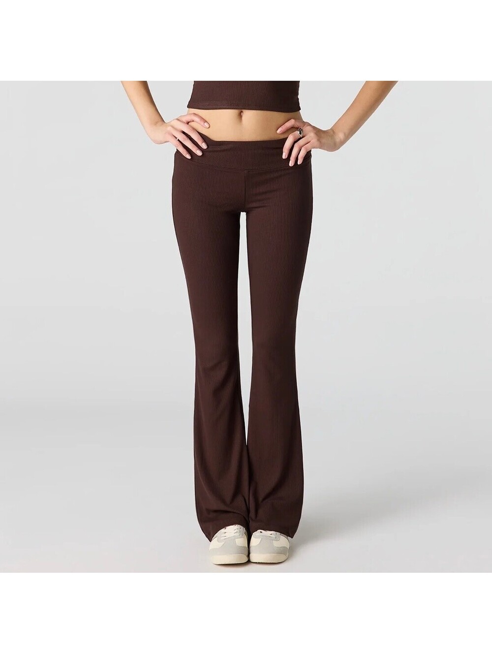 Streetwear Society Sz M Brown Mid/ High Rise Flared Cotton Leggings Lounge Wear